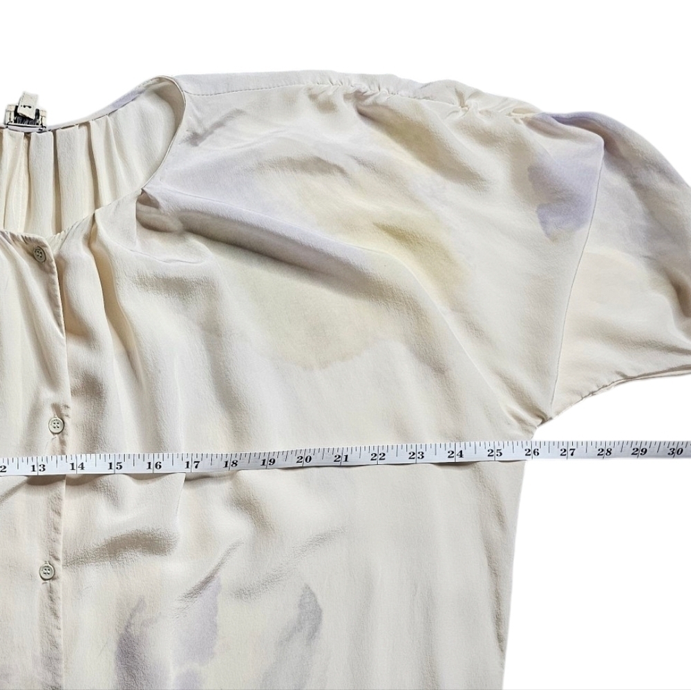 Wilfred Silk Crepe Ruched Pleated Goddess Tunic Neutral Watercolours fits L - XL - Picture 10 of 13